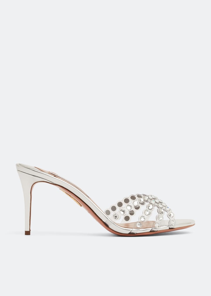 AQUAZZURA Tequila 75 mule Sandal- Silver
