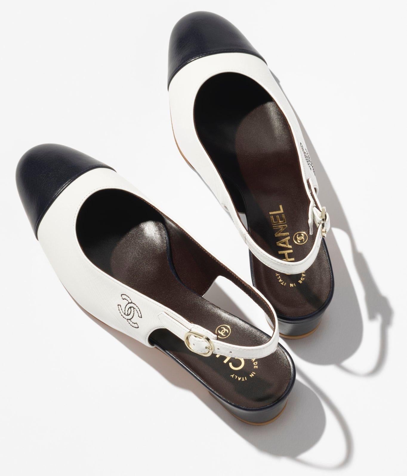 CHANEL Women’s Slingback Shoes – Black & White Luxury Heels