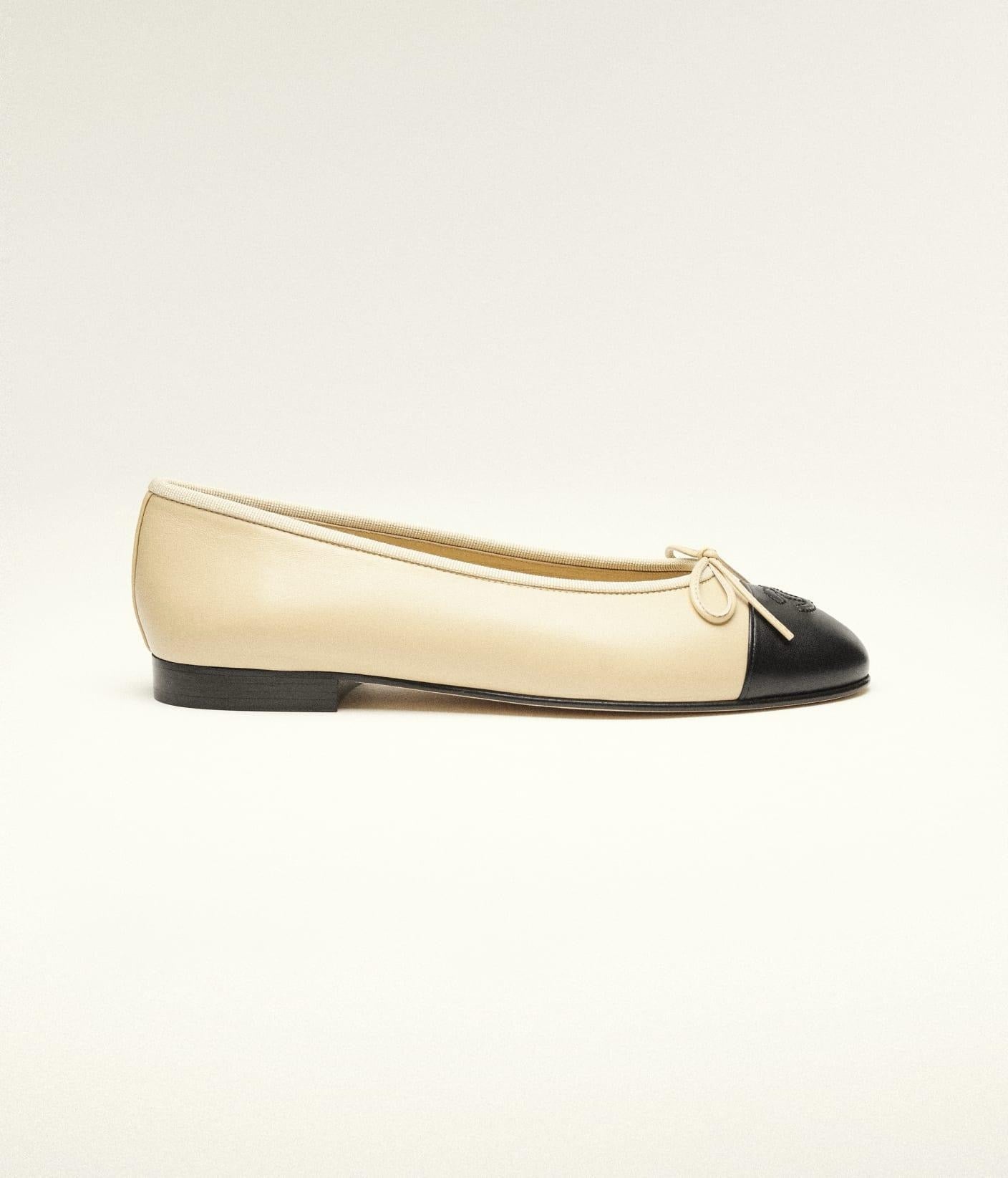 CHANEL Women’s Ballet Flats – Beige & Black Luxury Shoes