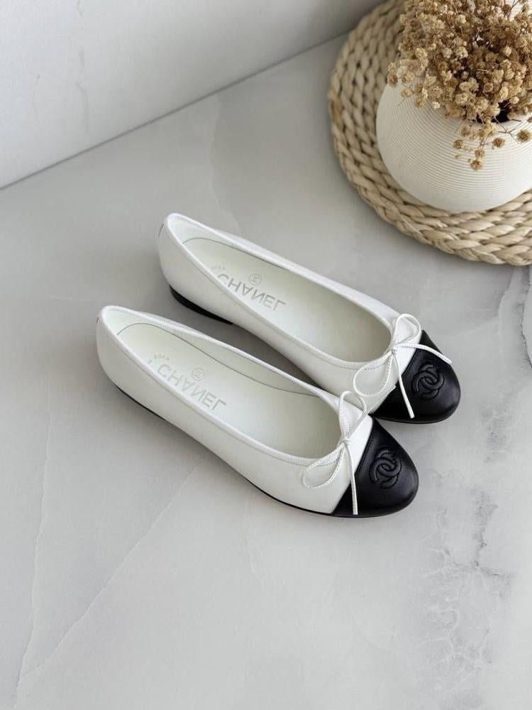 CHANEL Women’s Ballet Flats – Black & White Luxury Shoes