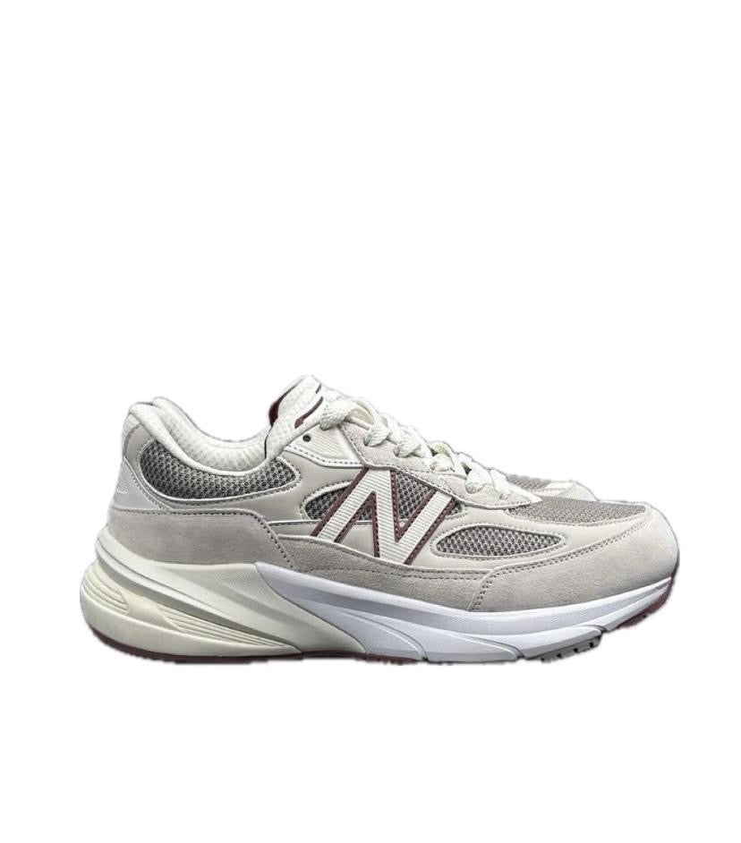 New Balance x Loro Piana Men’s 990v6 Raw Cashew Sneaker – White & Red