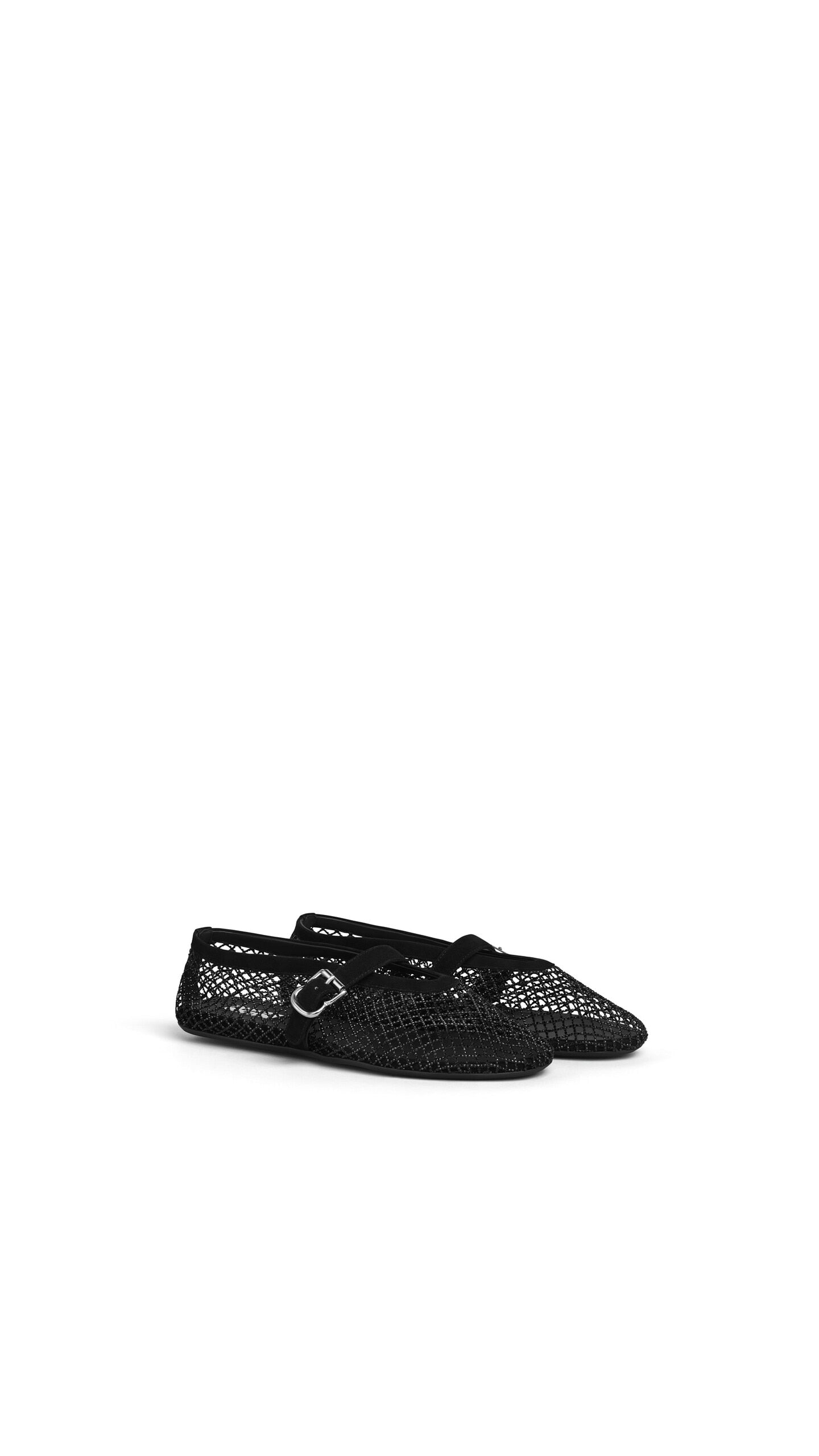 ALAIA BALLET FLATS IN STRASS FISHNET- Black