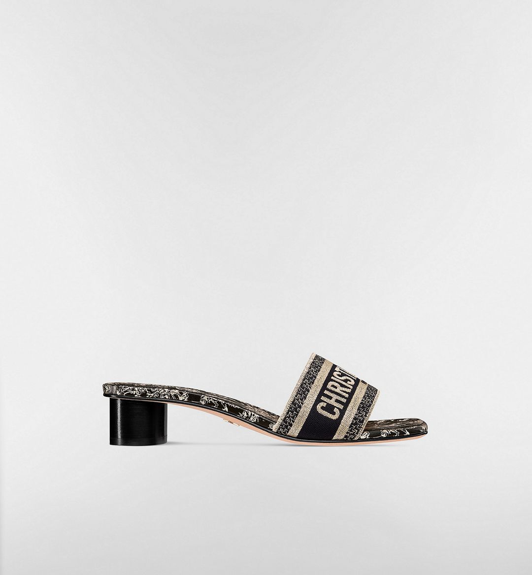 CHRISTIAN DIOR Dway Heeled Slide - Black & golden