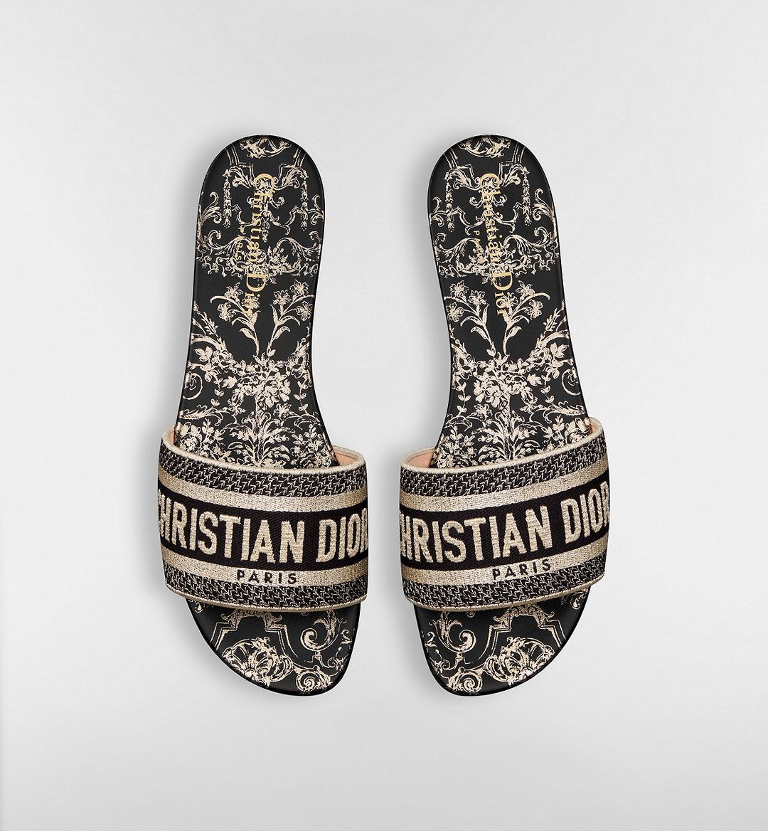 CHRISTIAN DIOR Dway Slide- Black & Golden