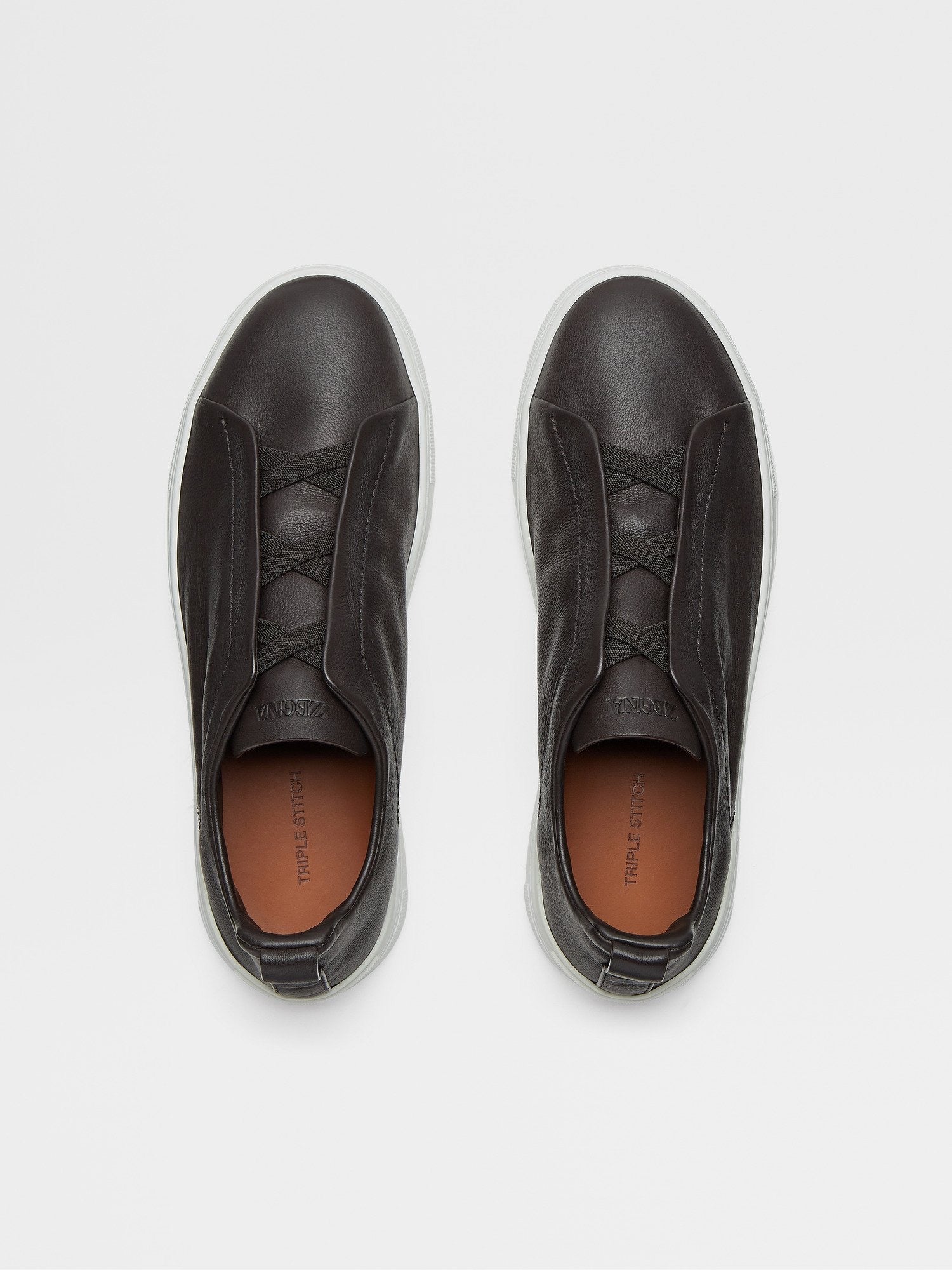 ZEGNA Men’s Triple Stitch Sneakers – Dark Brown Luxury Shoes