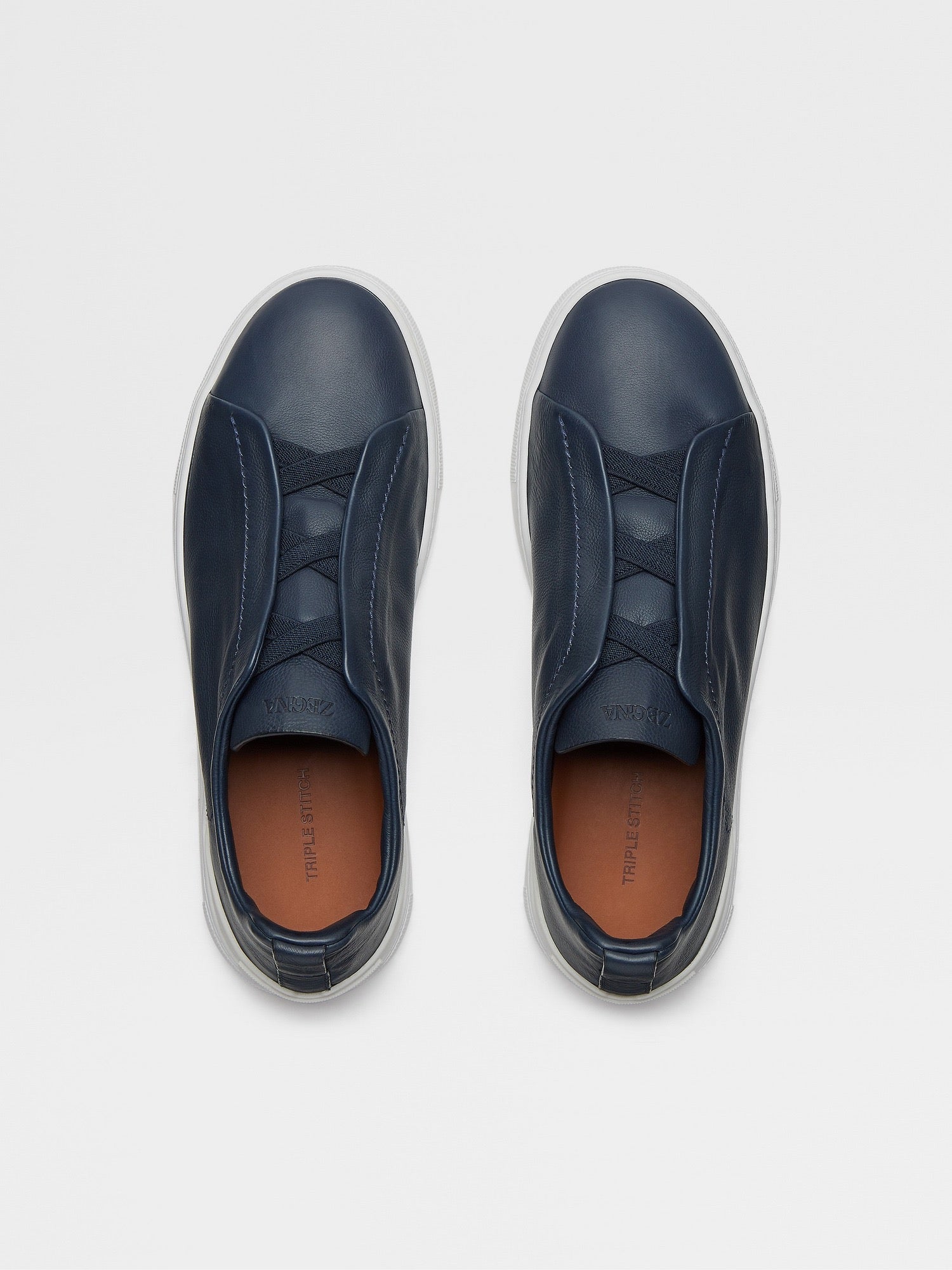 ZEGNA Men’s Triple Stitch Sneakers – Blue Luxury Shoes