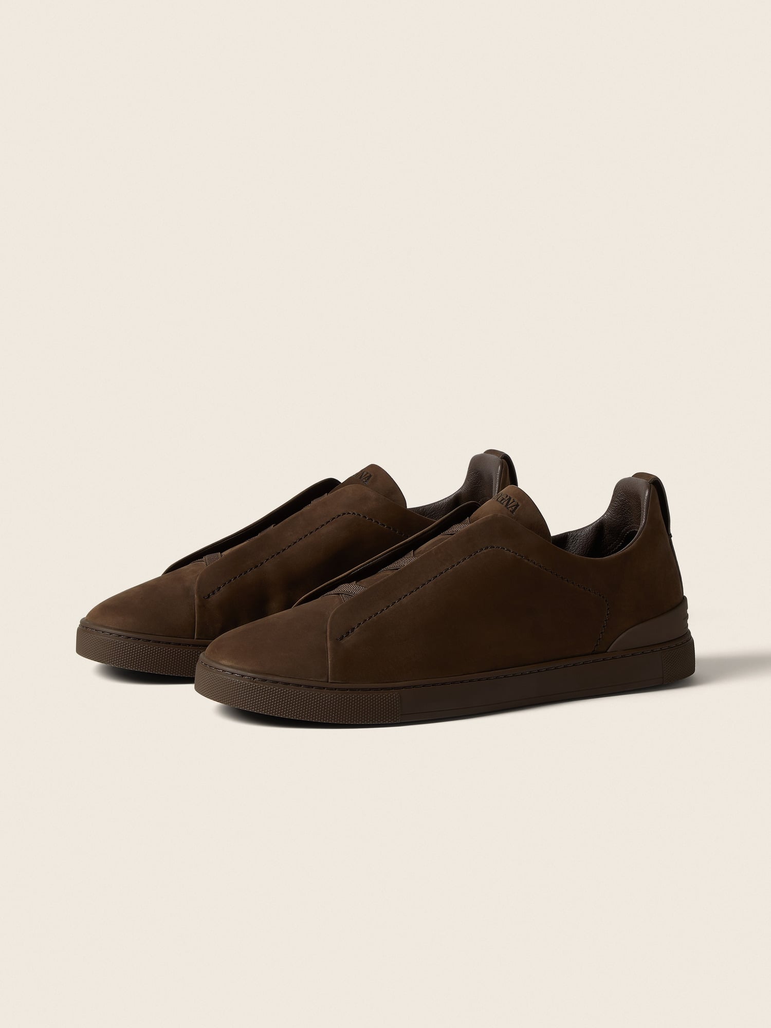 ZEGNA DARK BROWN TRIPLE STITCH sneakers