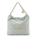 Chanel 22 Handbag Light Blue with Gold Tone