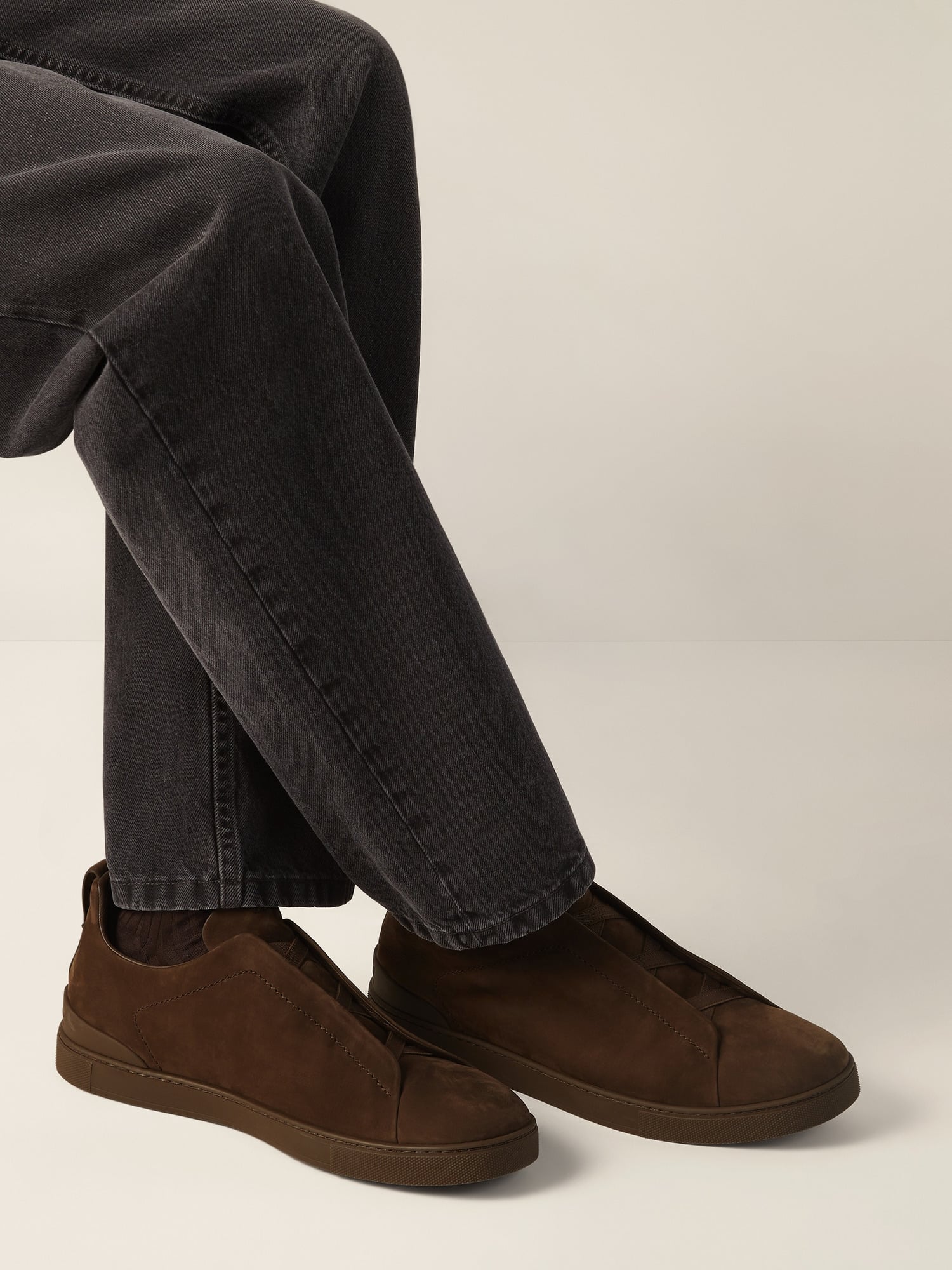 ZEGNA DARK BROWN TRIPLE STITCH sneakers