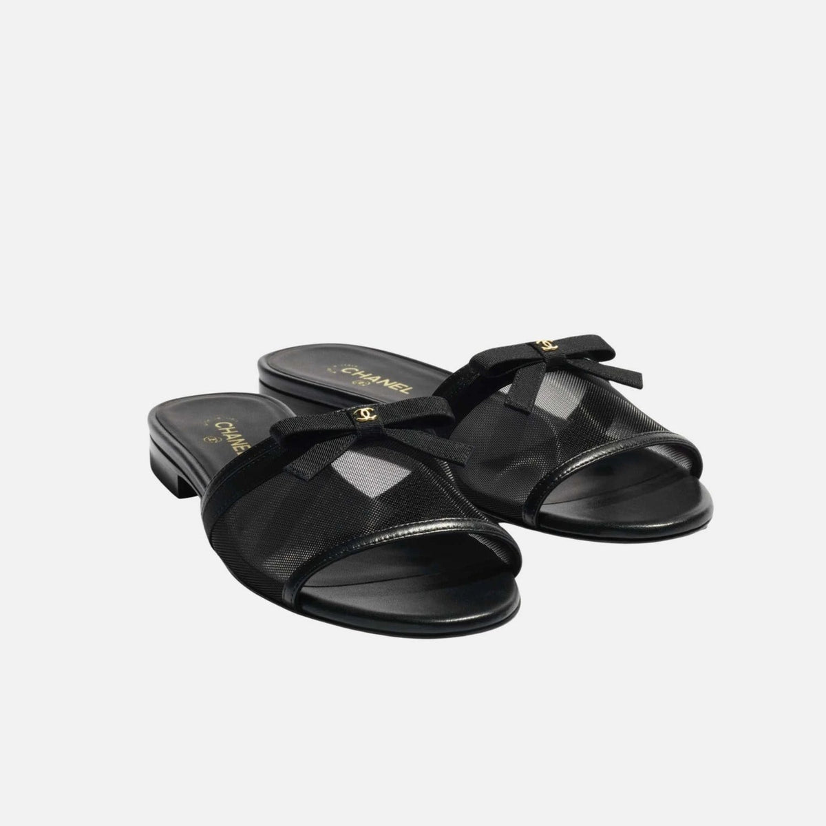 Chanel Mules in Black Mesh