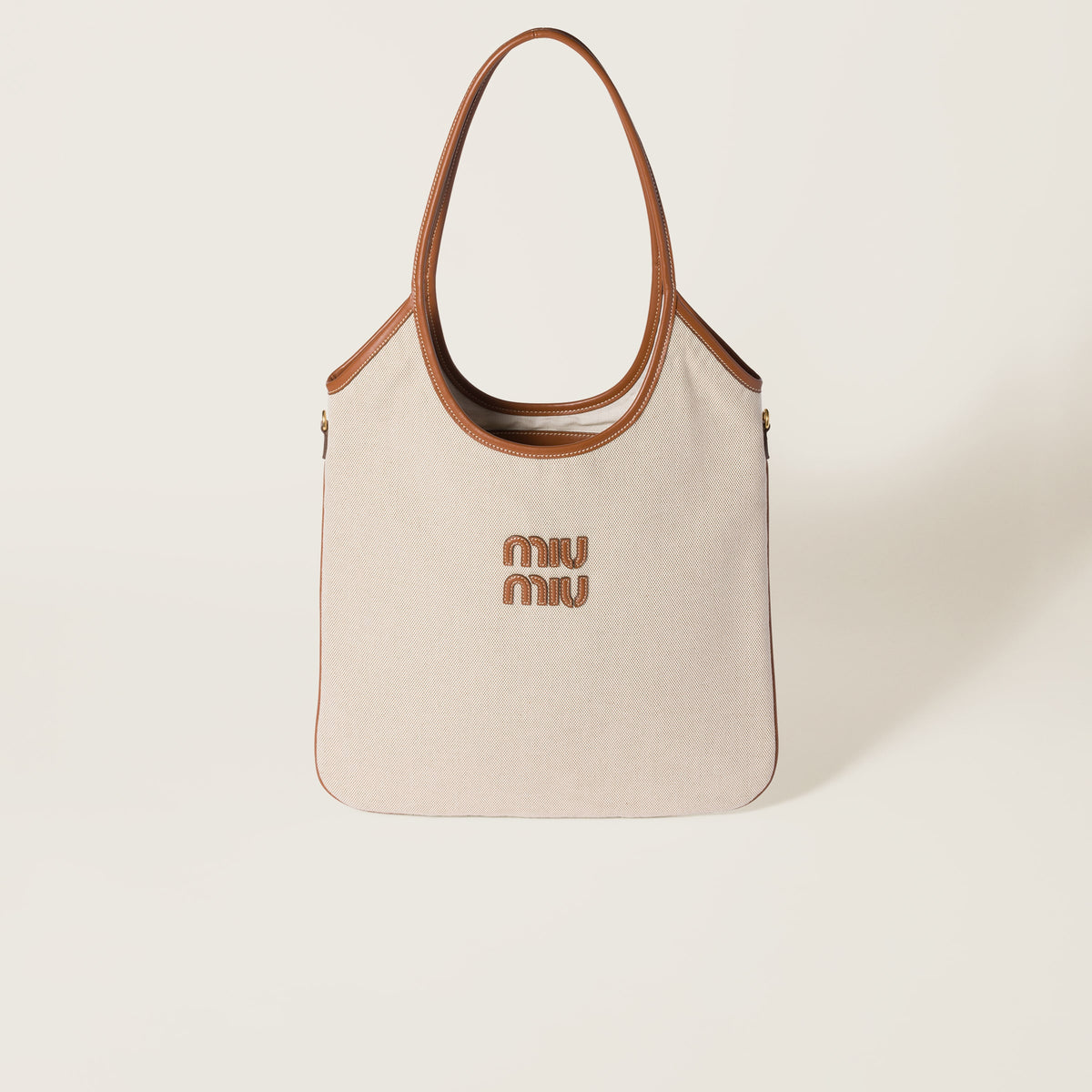 Miu Miu Ivy Canvas & Leather bag | Beige
