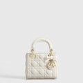 Mini Lady Dior Bag with Chain White