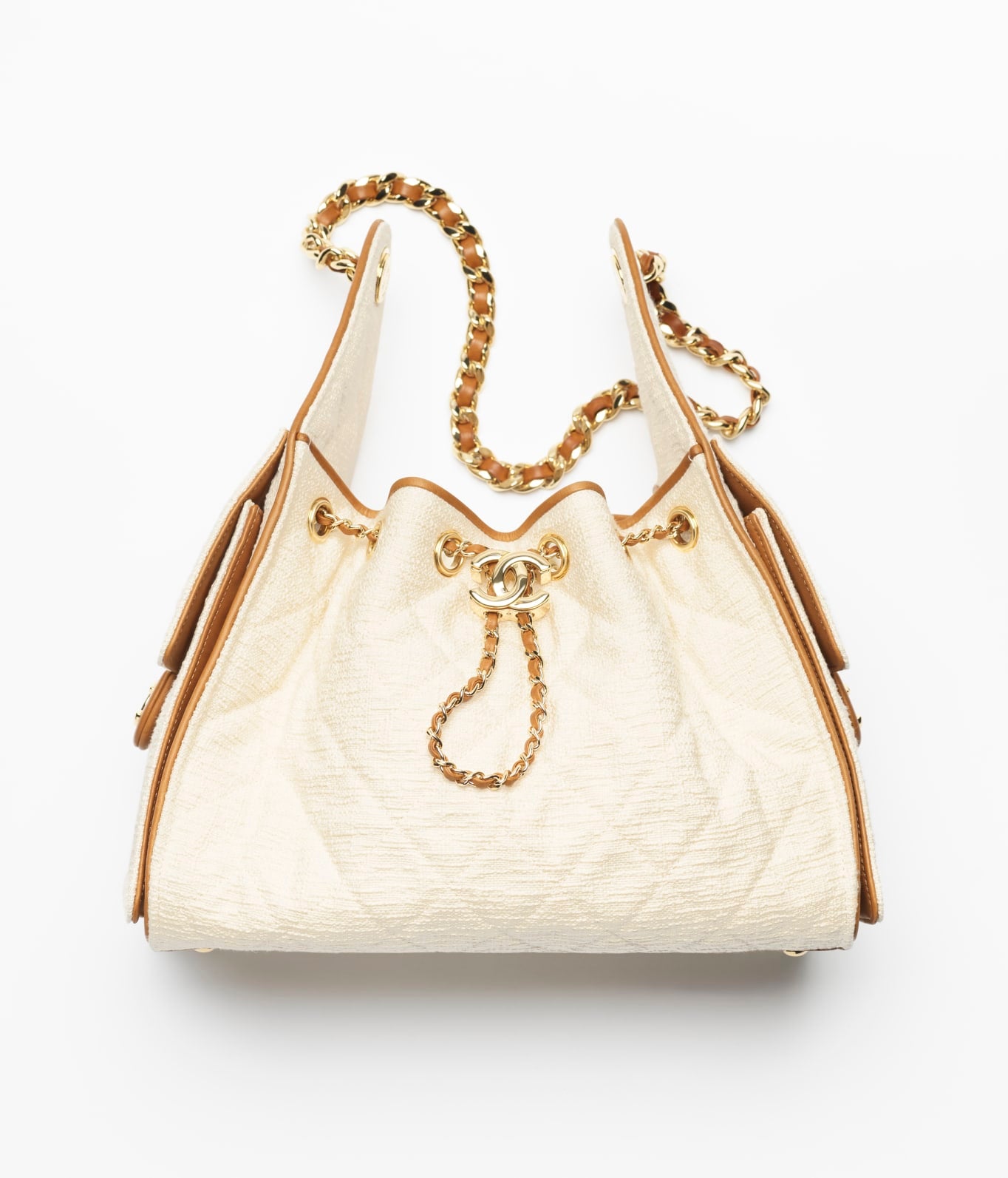 CHANEL 25 SMALL HANDBAG Ecru&Camel