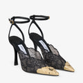 Jimmy Choo Lace Pumps with Metal Lace black