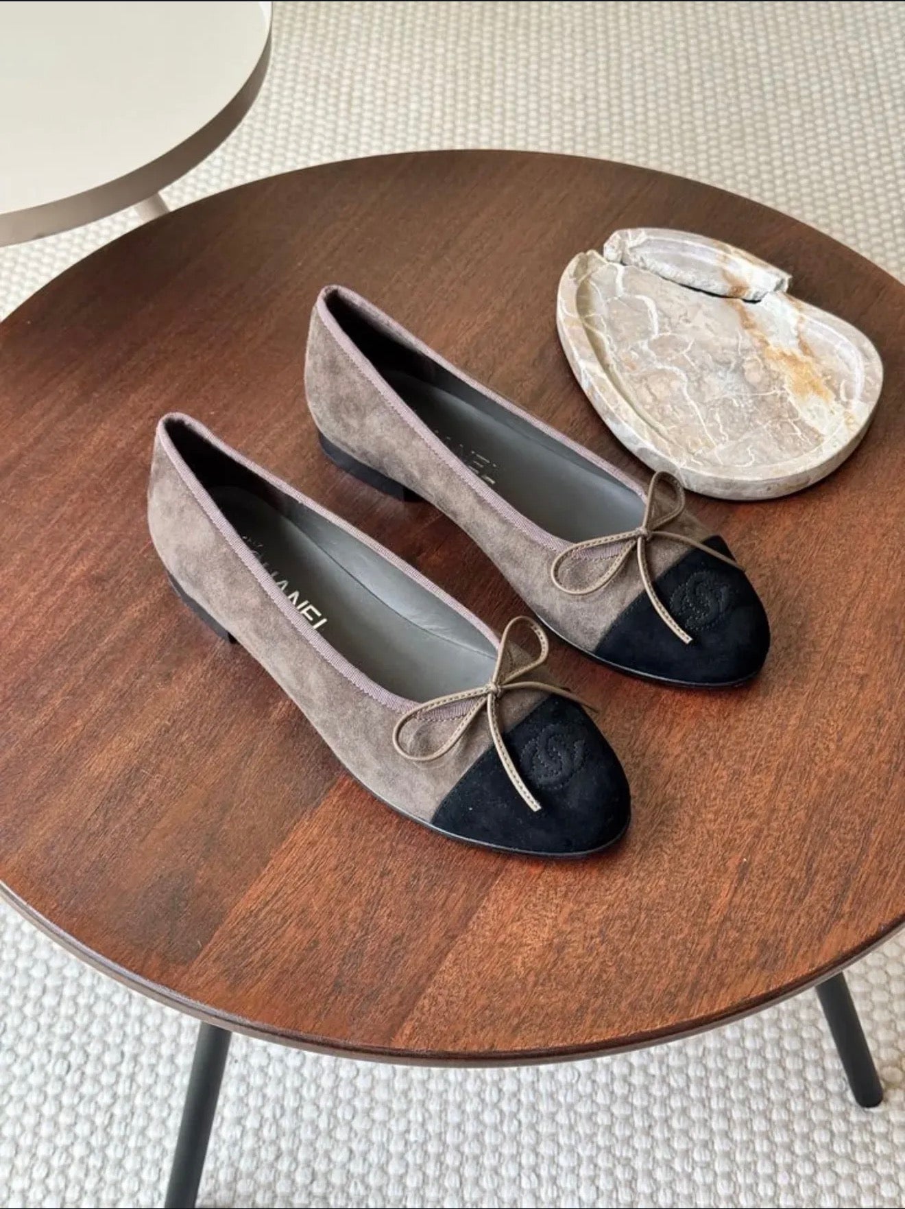 Chanel Grey Suede Ballerina flats