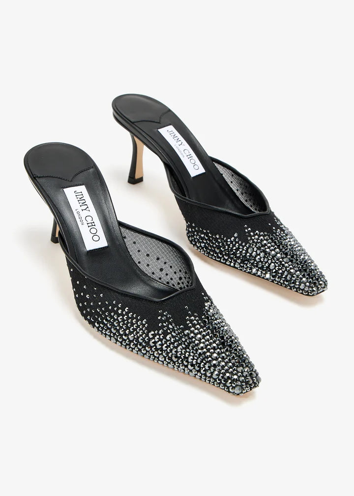 JIMMY CHOO
Black Crystal Mesh Mules