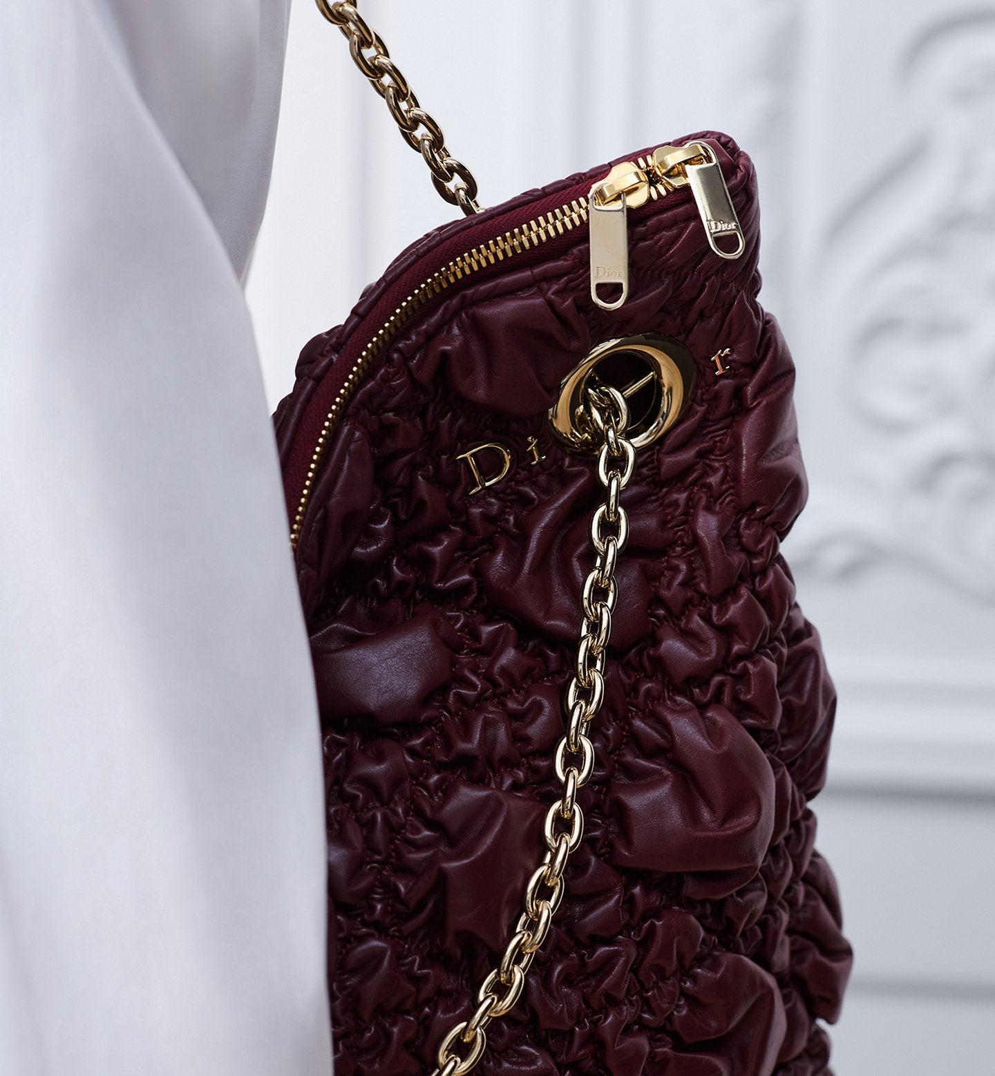 DIOR Medium Dior Crunchy Bag Maroon