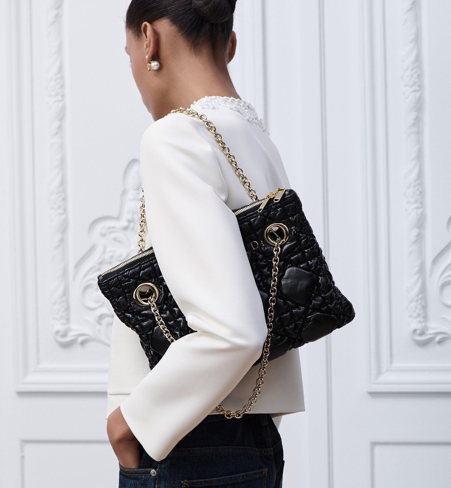 DIOR Medium Dior Crunchy Bag Black
