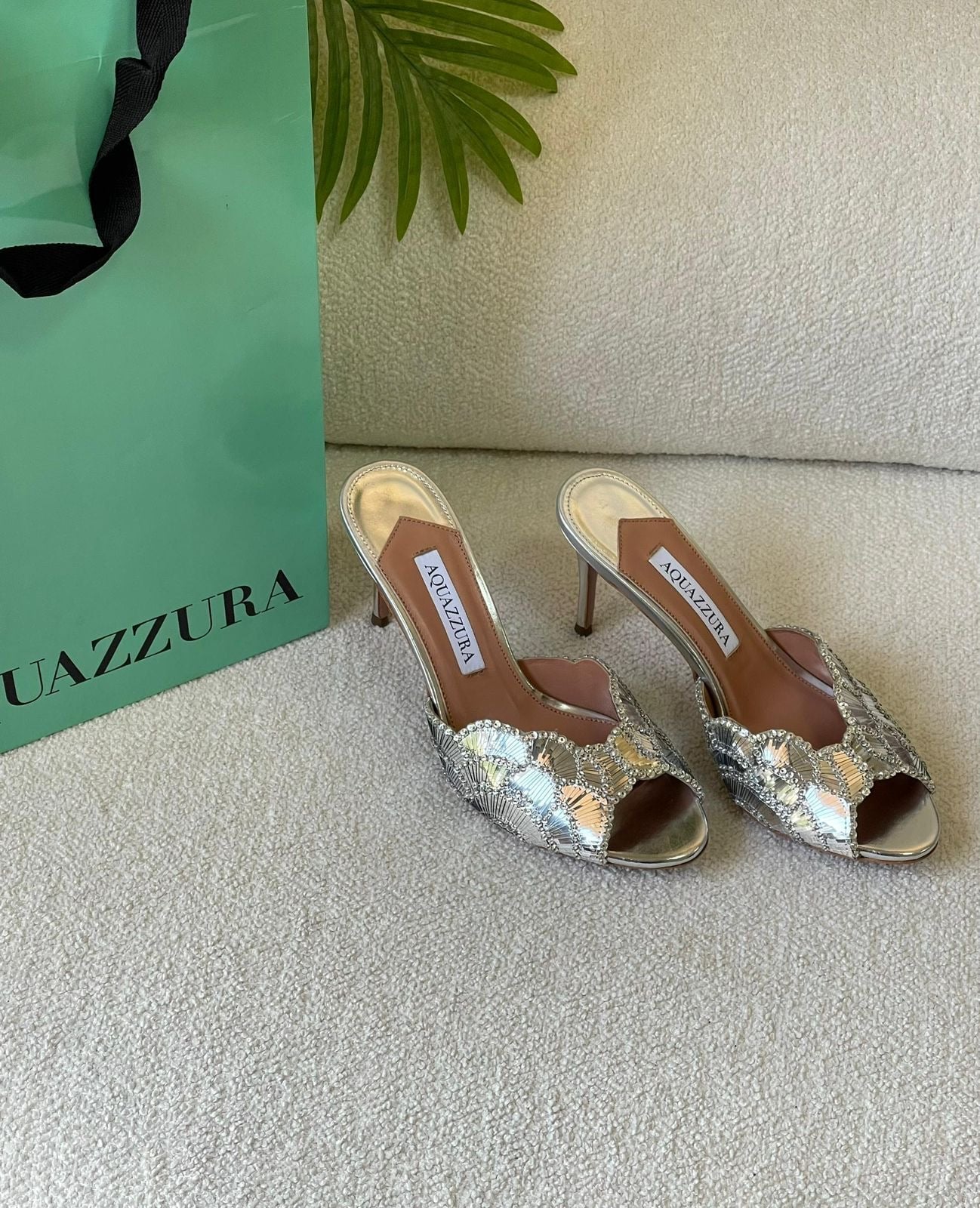 AQUAZZURA Ce Soir Mule 75 Silver