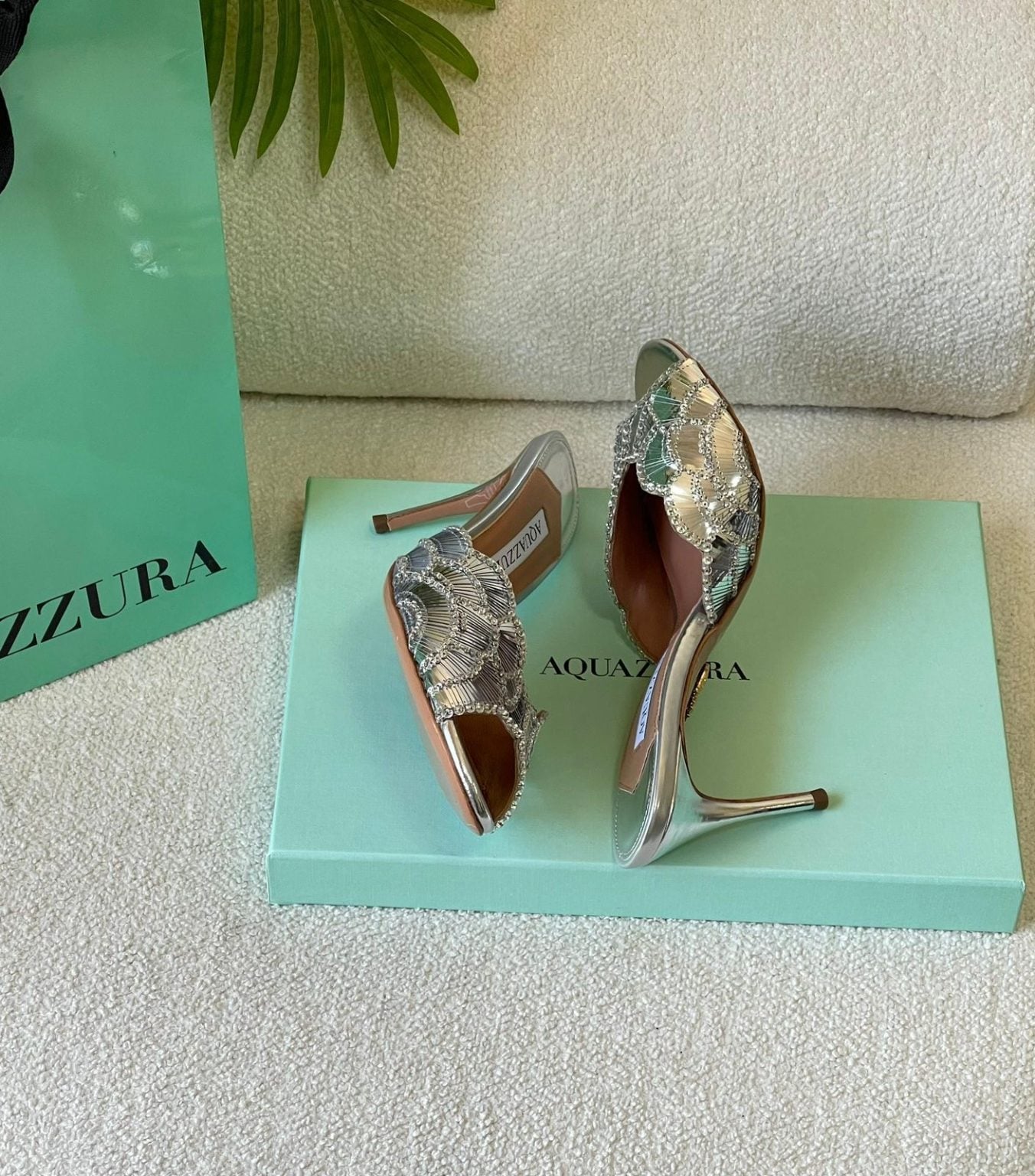 AQUAZZURA Ce Soir Mule 75 Silver