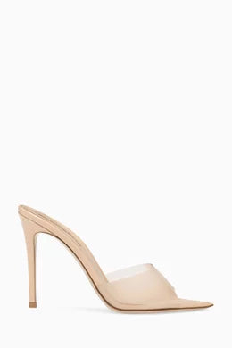 GIANVITO ROSSI Women’s Plexi Elle Peep Heels – 10.5cm Apricot Pumps