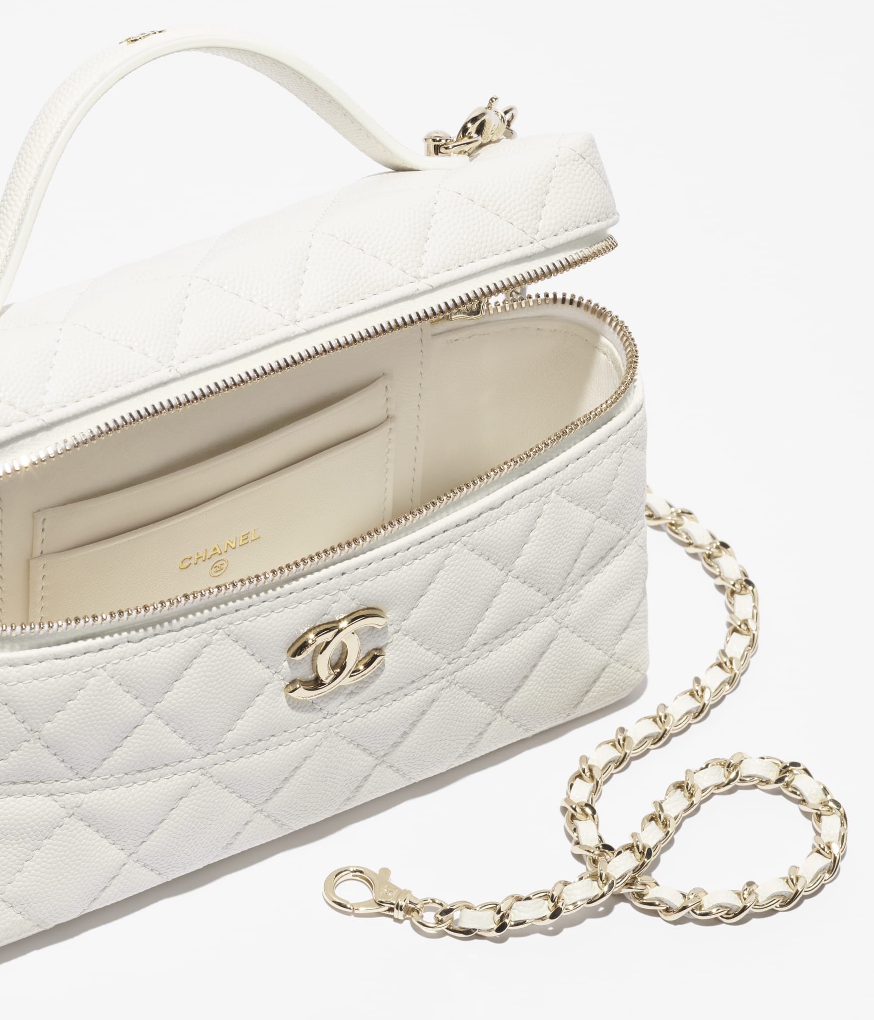 CHANEL VANITY WITH CHAIN WHITE