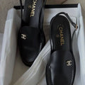 Chanel women's flat shoes with back strap in black