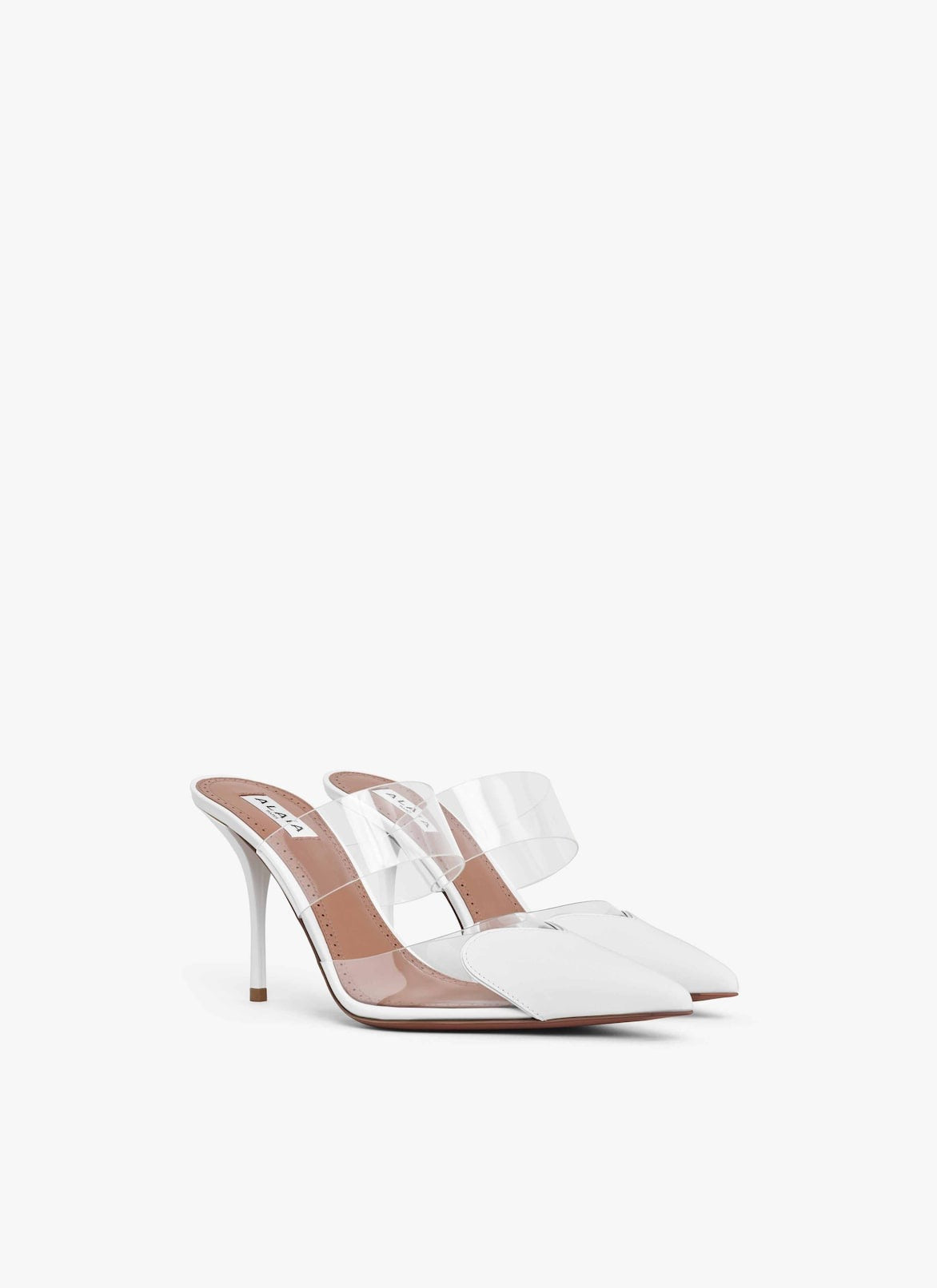 ALAIA Women’s Le Coeur Mules – 9cm White Heels