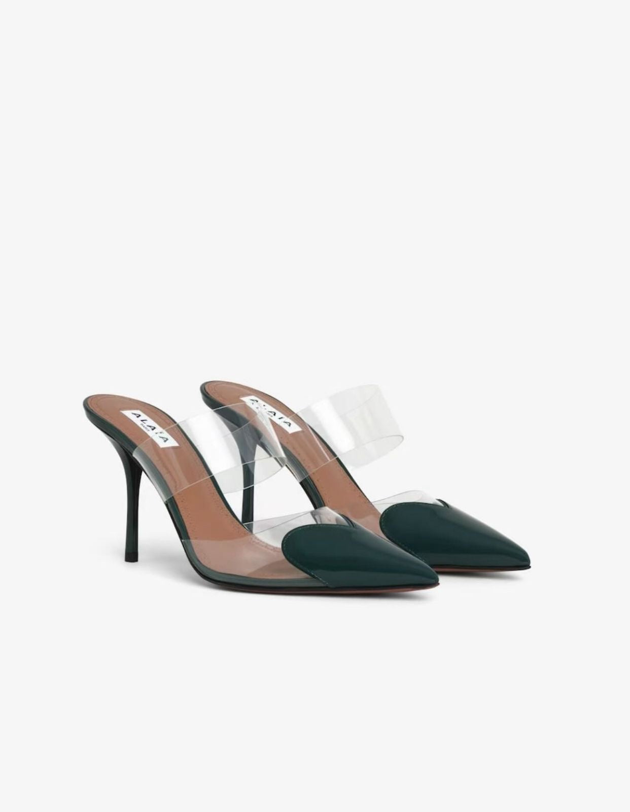 ALAIA Women’s Le Coeur Mules – 9cm Green Heels