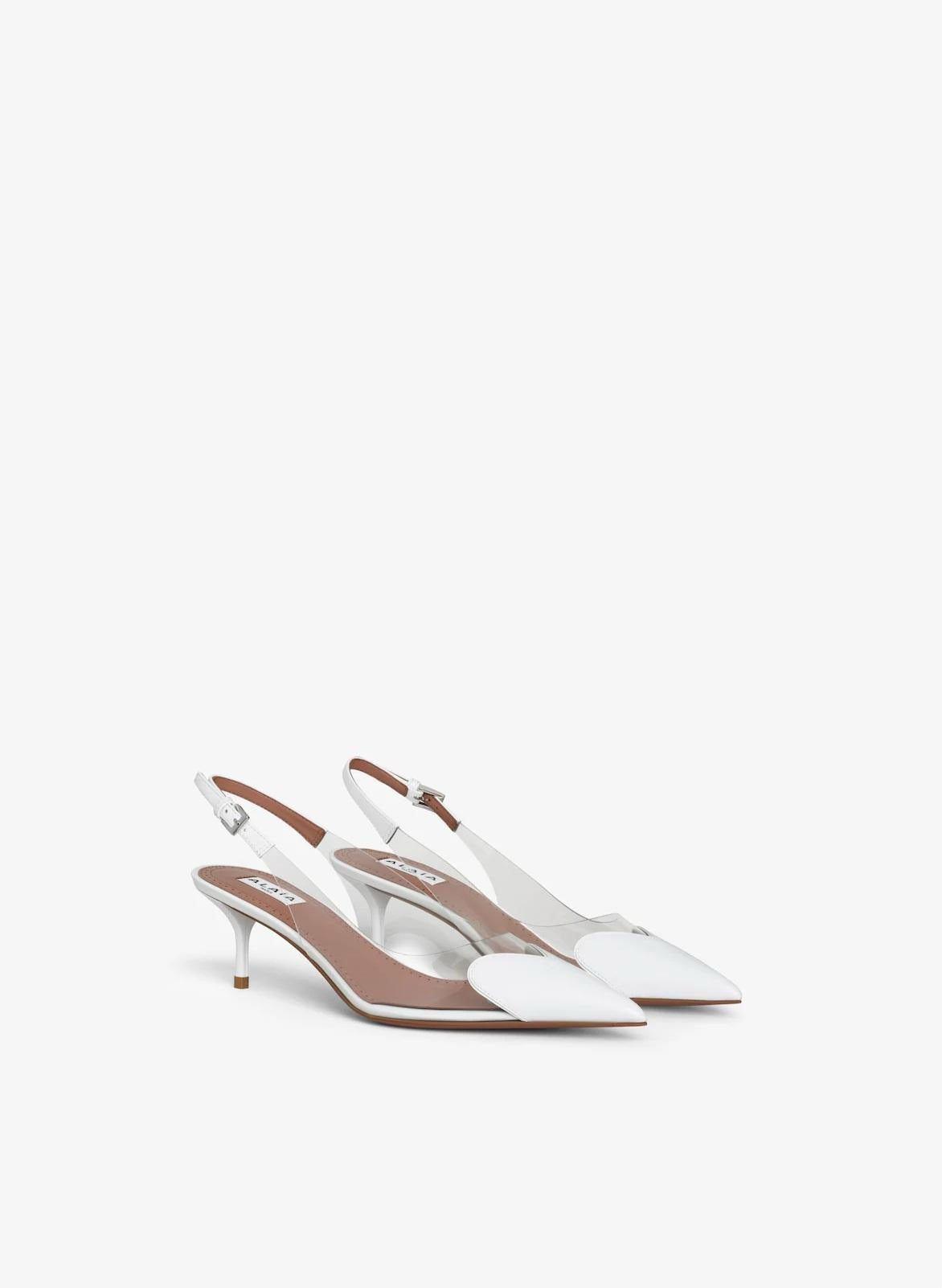 ALAIA Women’s 55 Slingback Mules – White Heels