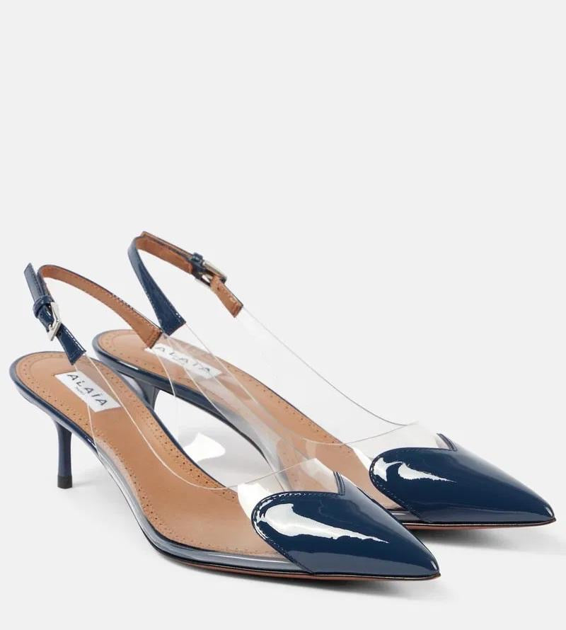 ALAIA Women’s 55 Slingback Mules – Blue Heels