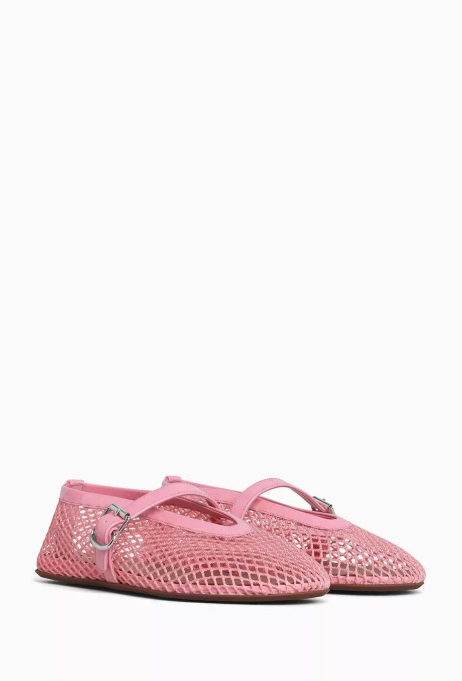 ALAIA Women’s Fishnet Ballet Flats – Pink Shoes