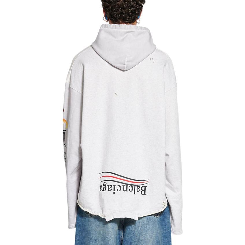 Balenciaga Men’s Paris Upside Down Hoodie – White