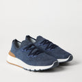 BRUNELLO CUCINELLI Men’s Knit Runners – Light Grey Blue | Premium Casual Sneakers