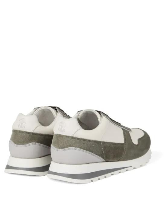 BRUNELLO CUCINELLI Men’s Suede Runners – Light Army Green | Premium Casual Sneakers