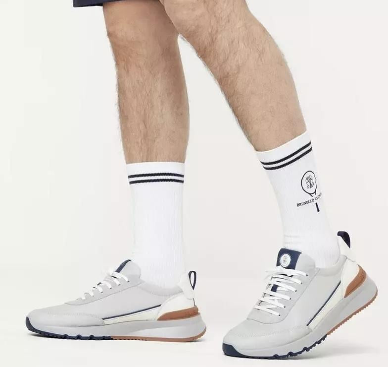 BRUNELLO CUCINELLI Men’s Suede Runners – White | Premium Casual Sneakers