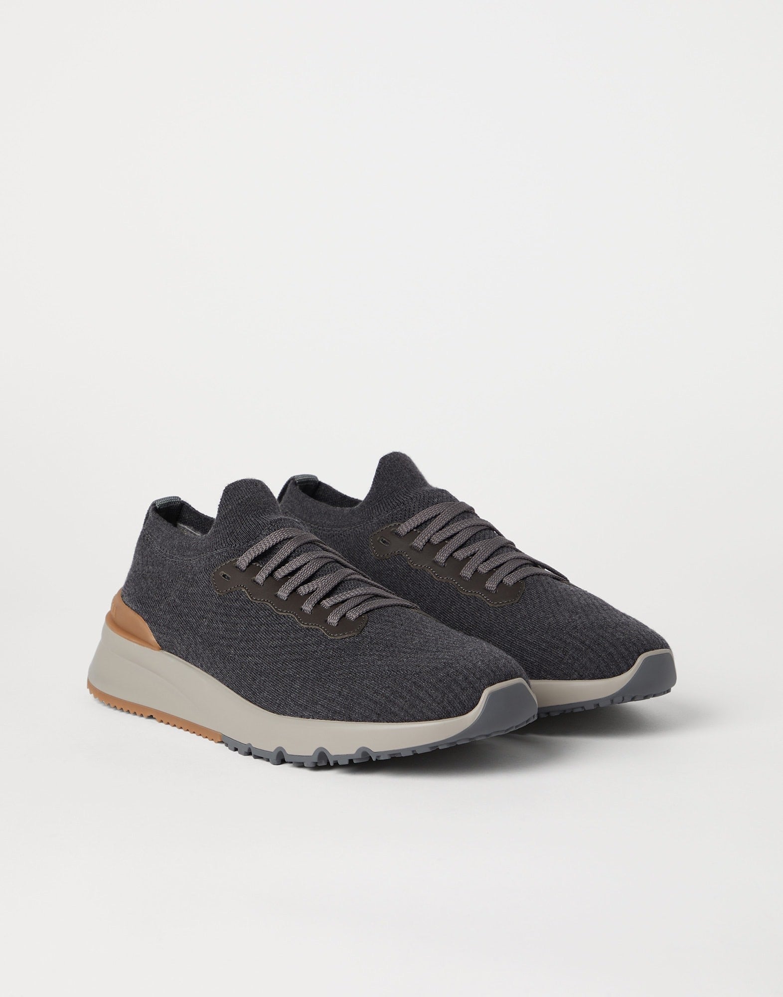 BRUNELLO CUCINELLI Men’s Knit Runners – Grey | Premium Casual Sneakers
