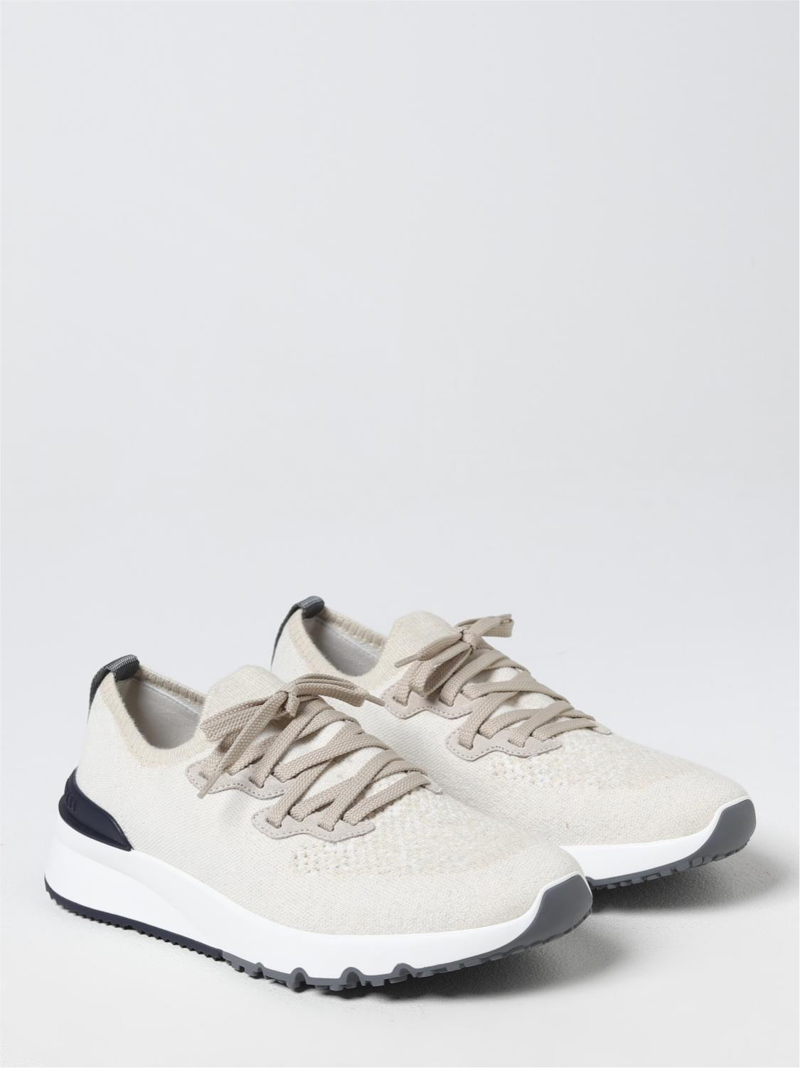 BRUNELLO CUCINELLI Men’s Knit Runners – Beige | Premium Casual Sneakers