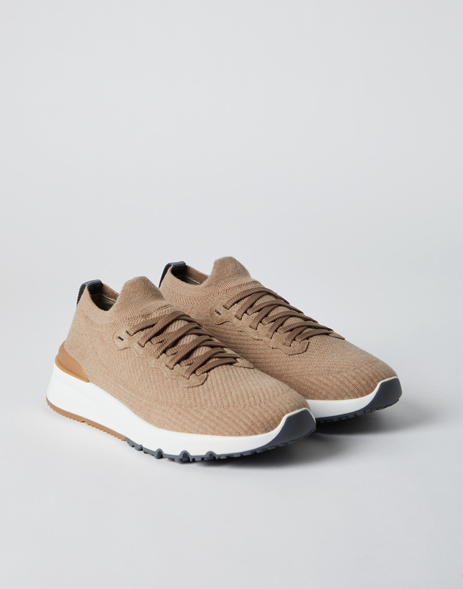 BRUNELLO CUCINELLI Men’s Knit Runners – Brown | Premium Casual Sneakers