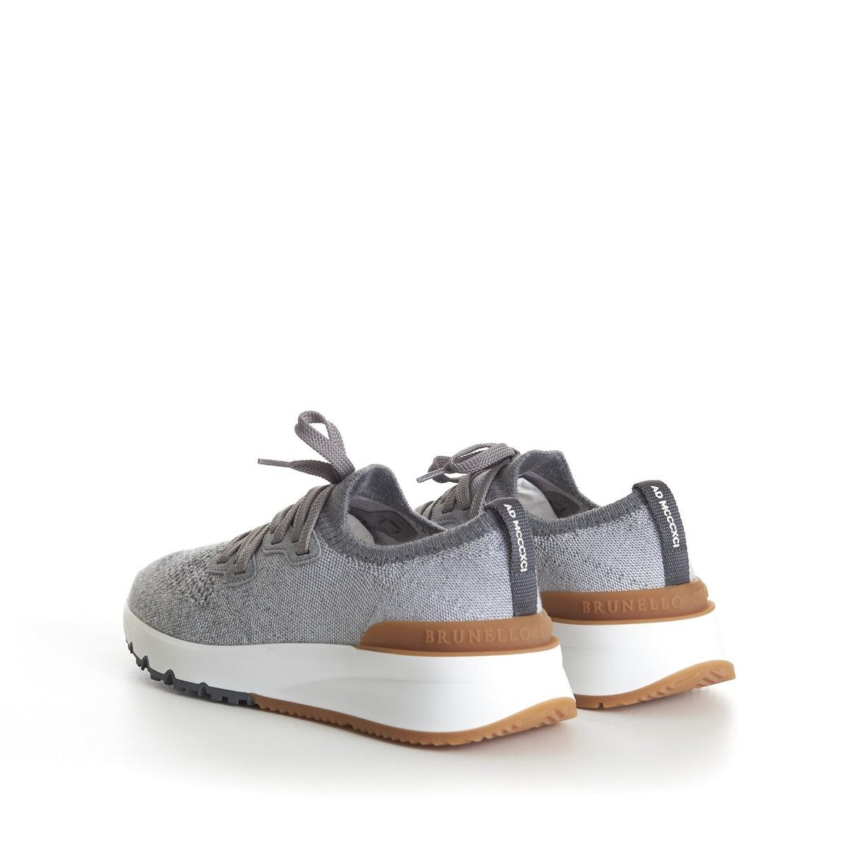 BRUNELLO CUCINELLI Men’s Knit Runners – Light Grey Brown | Premium Casual Sneakers