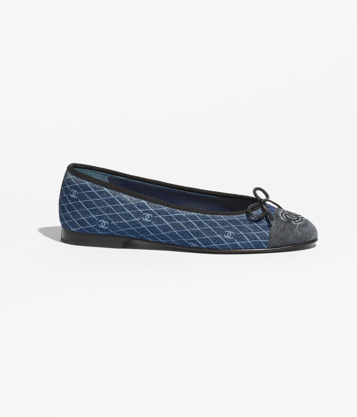 CHANEL Women’s Ballet Flats – Denim Navy Blue & Dark Grey Luxury Shoes