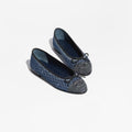 CHANEL Women’s Ballet Flats – Denim Navy Blue & Dark Grey Luxury Shoes