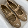 CHANEL Women’s Jane Flats – Beige Luxury Shoes