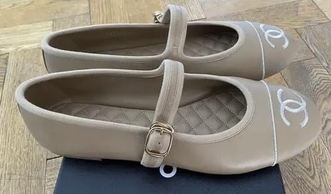 CHANEL Women’s Jane Flats – Beige Luxury Shoes