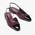 CHANEL Women’s Slingback Shoes – Burgundy & Black Luxury Heels