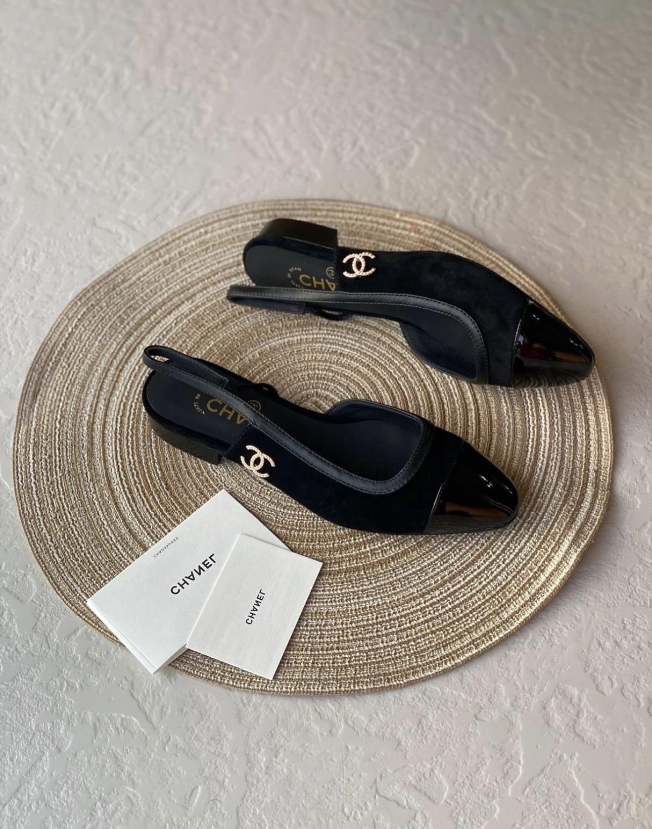 CHANEL Women’s Slingback Shoes – Black Luxury Heels