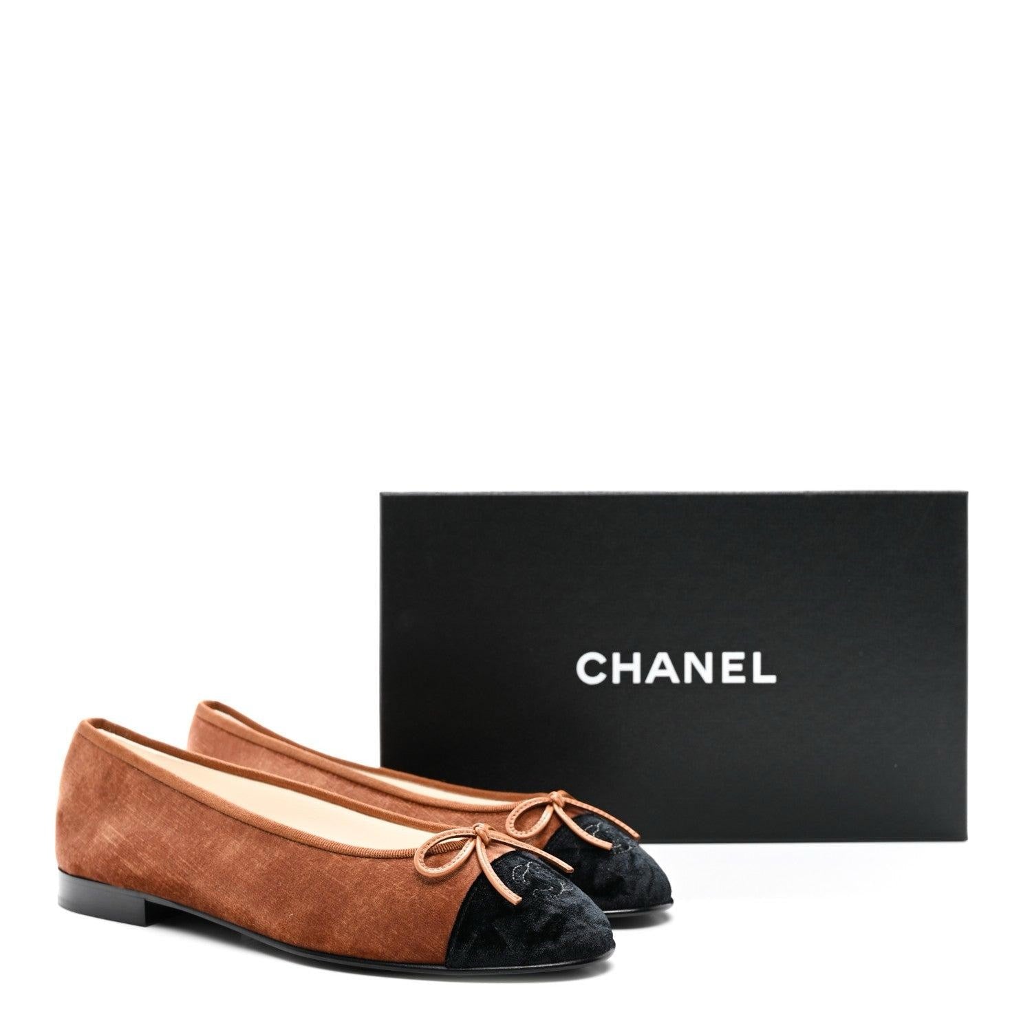 CHANEL Women’s Ballet Flats – Brown & Black Luxury Shoes