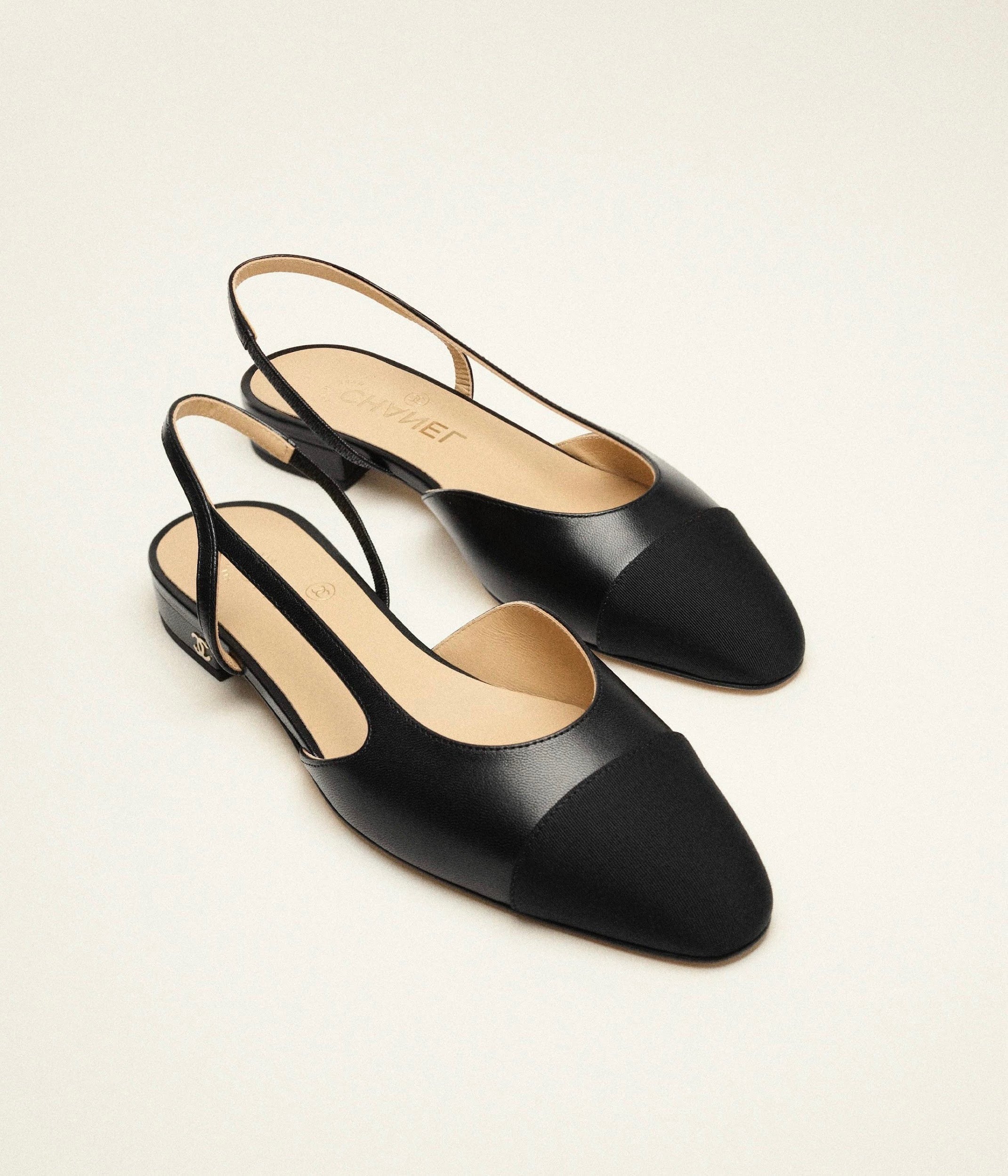 CHANEL Women’s Slingback Shoes – Black Leather Luxury Heels