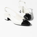 CHANEL Women’s Slingback Shoes – White & Black Luxury Heels
