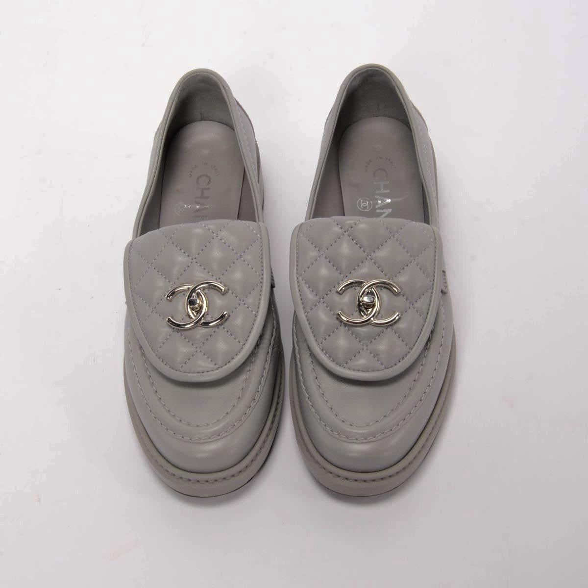 CHANEL Women’s Mocassins – Gray Luxury Loafers